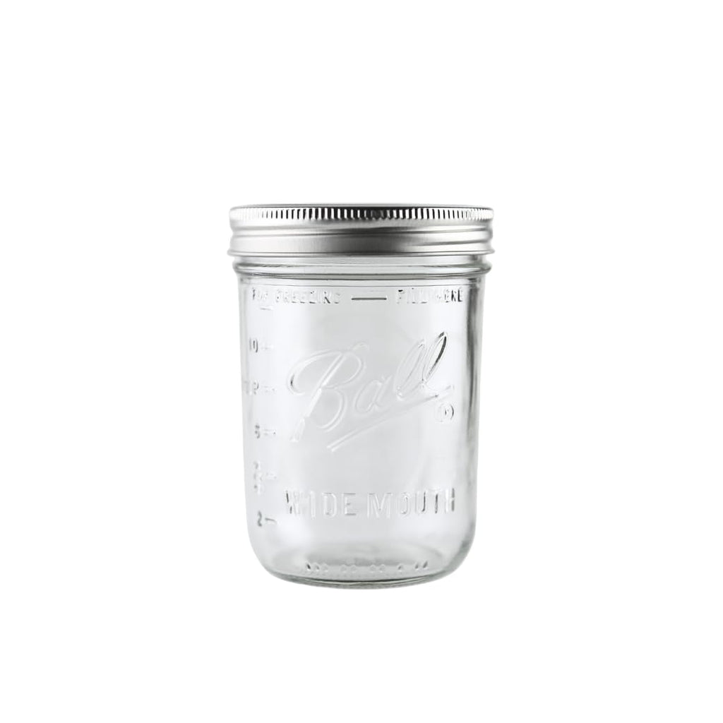 16oz Wide Mouth Glass Mason Jars with Lids & Bands, Set of 12 K491
