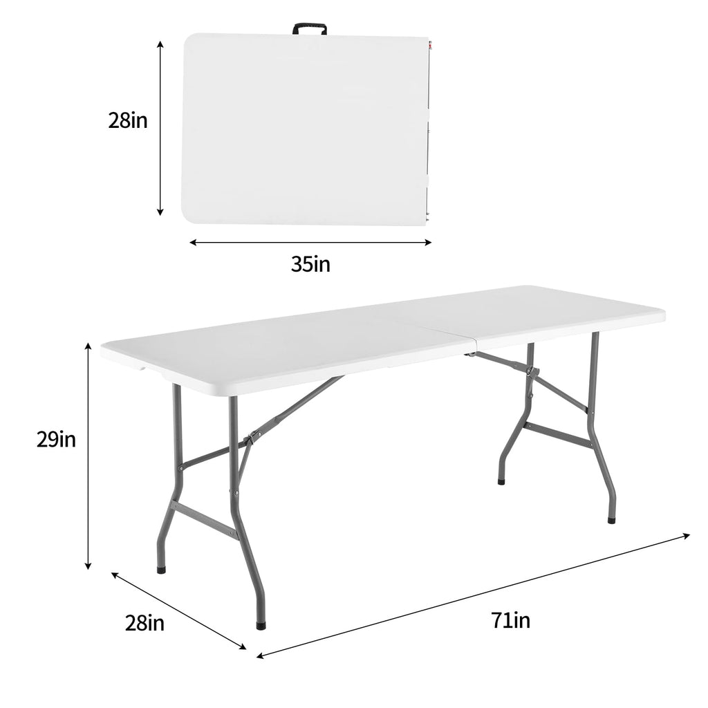 White Portable Folding Table with Carrying Handle B386