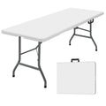 White Portable Folding Table with Carrying Handle B386