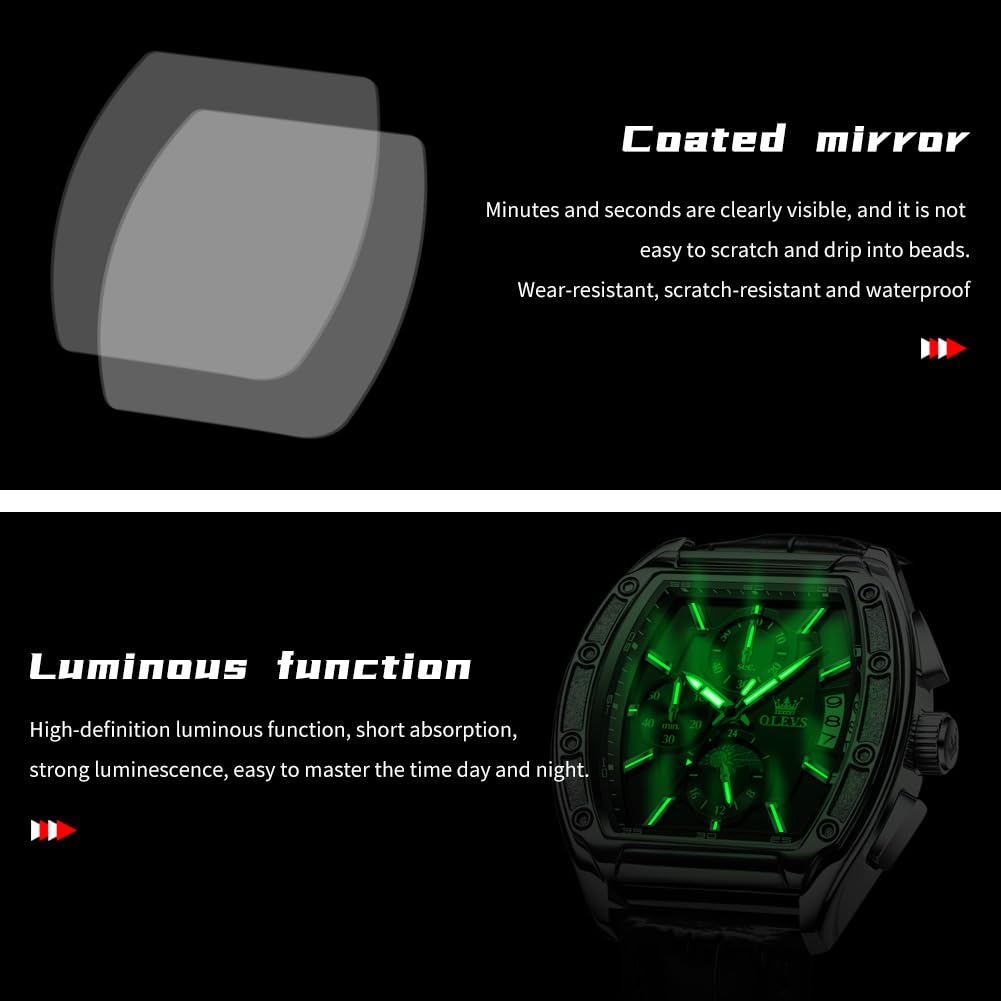 Men Big Square Face Chronograph Stainless Steel Dress Watch A140