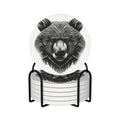 Black and White Bear Head Ceramic Coasters Set of 6 X1413