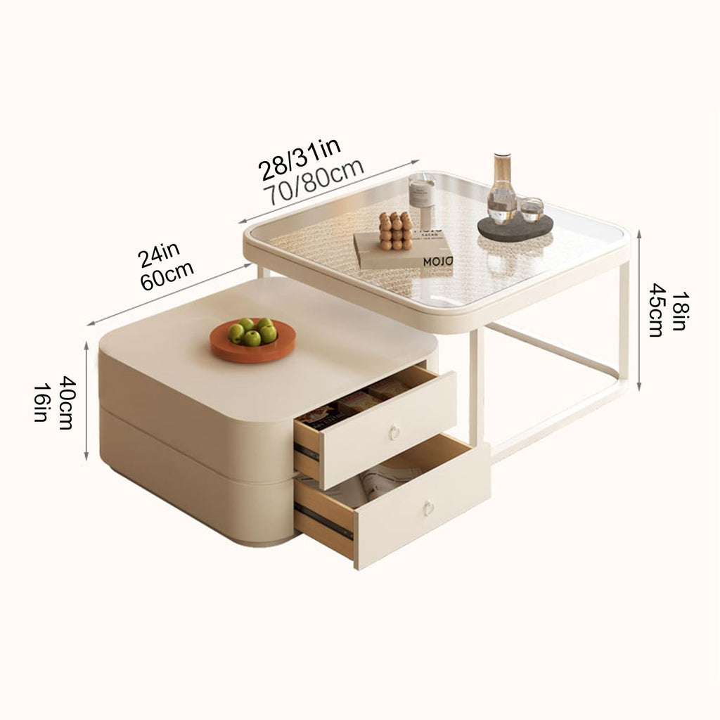 Brown Glass Coffee Table Set of 2 K2779
