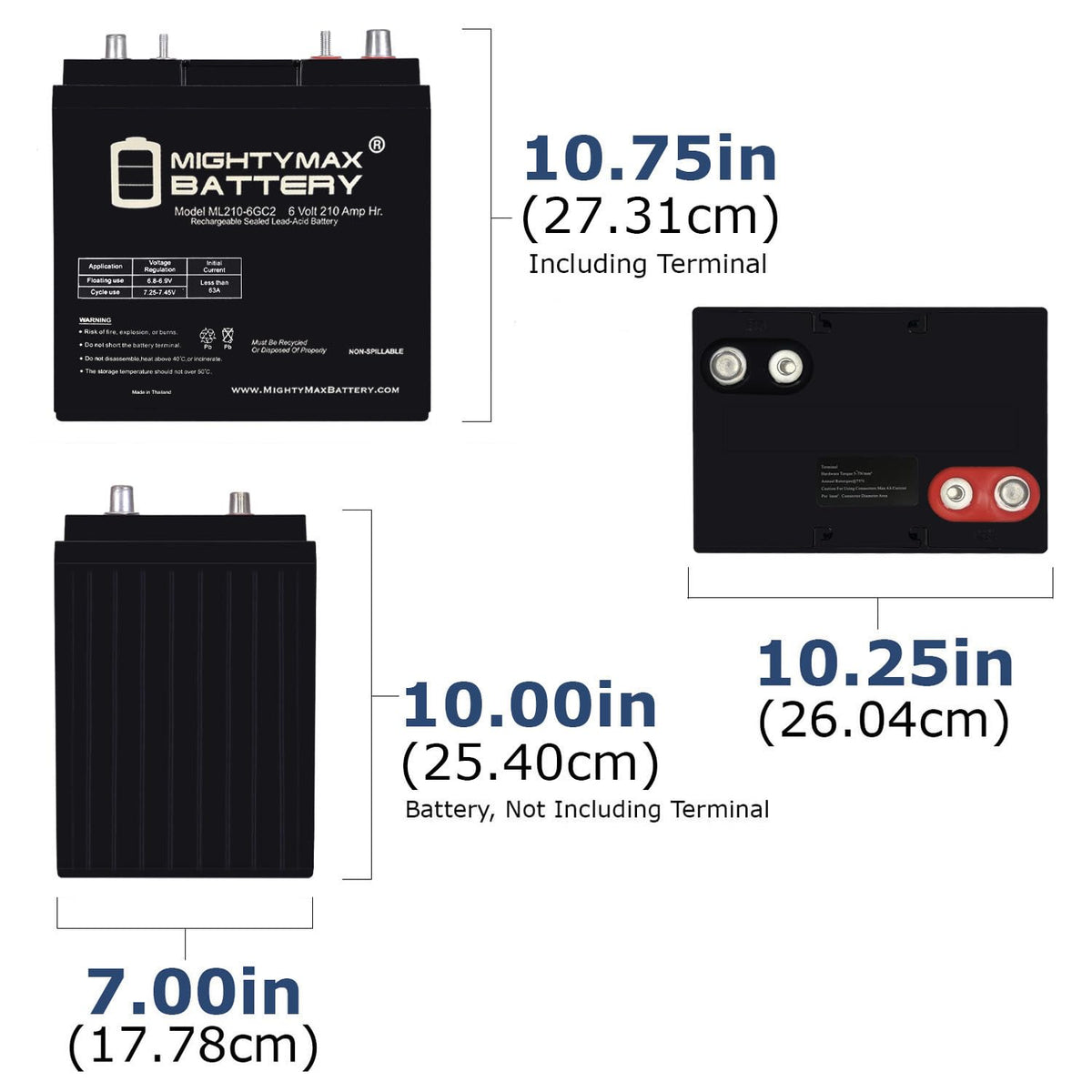 6V 210AH Dual Terminal SLA Replacement Battery 4 Pack N660672