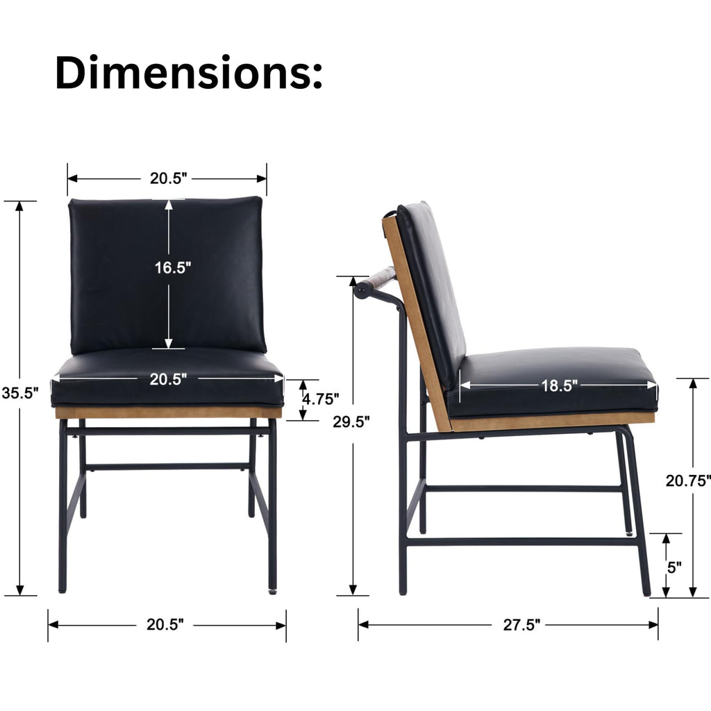 Black PU Dining Chairs Set of 2 W28122