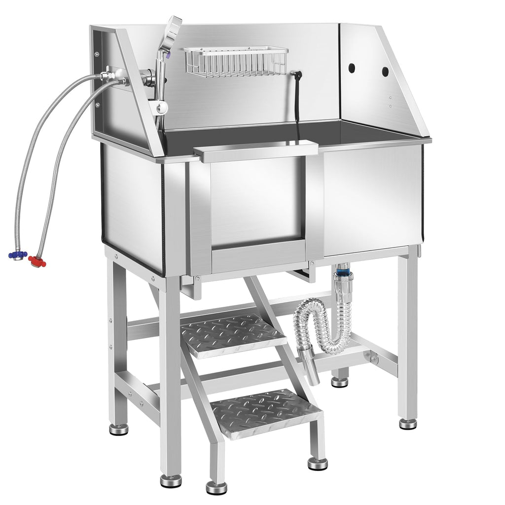 Stainless Steel Dog Grooming Tub with Stairs R860