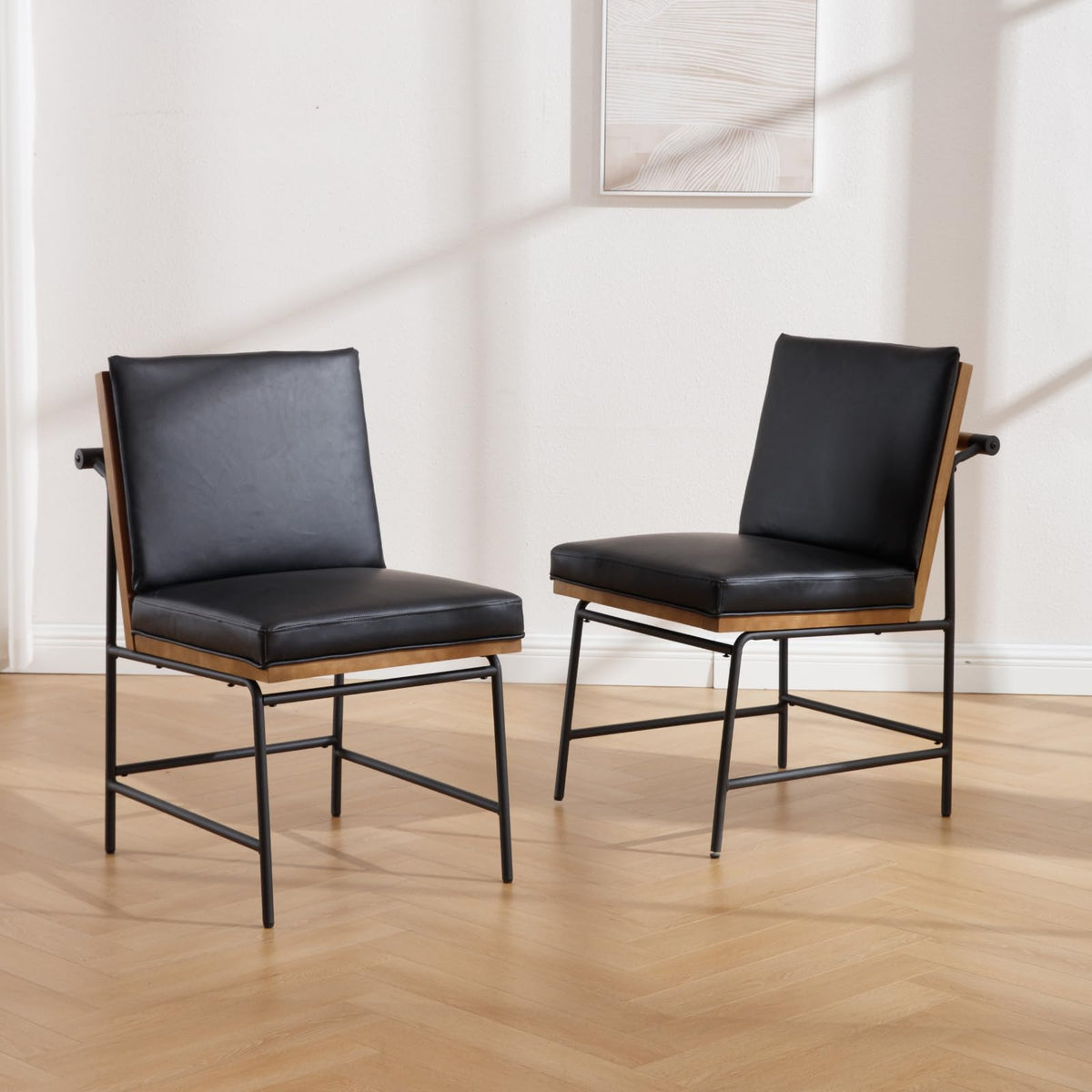 Black PU Dining Chairs Set of 2 W28122