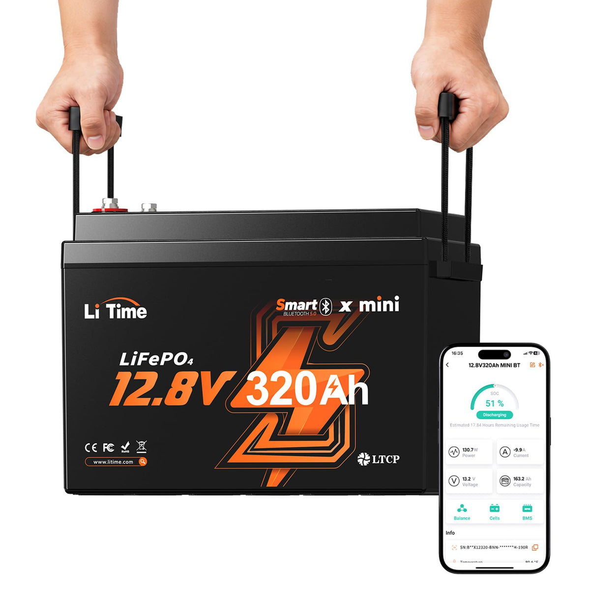 12V 320Ah Mini LiFePO4 Battery with Bluetooth S972813
