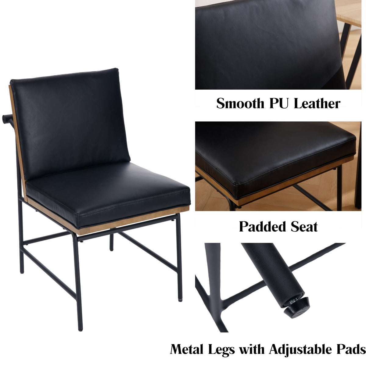 Black PU Dining Chairs Set of 2 W28122
