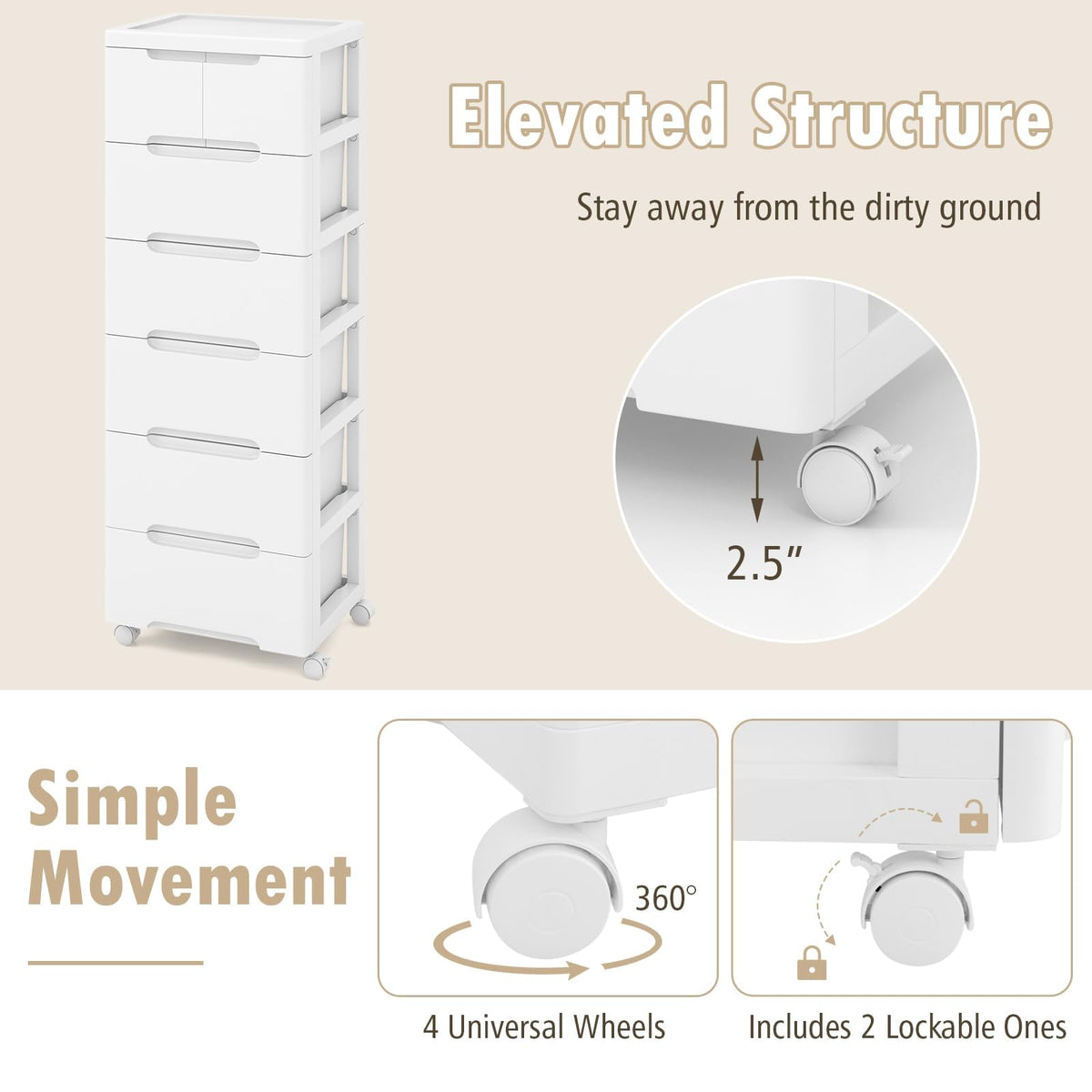 Storage Cabinet with 6 Plastic Drawers Y372930
