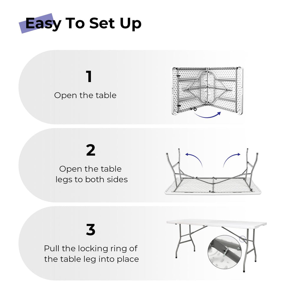 6ft White Folding Table D7869