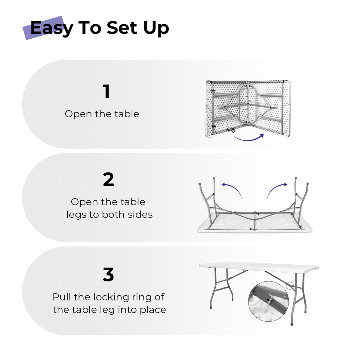 6ft White Folding Table D7869