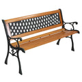 Weather Resistant Cast Iron Teak Wood 3-Person Outdoor Bench A8204