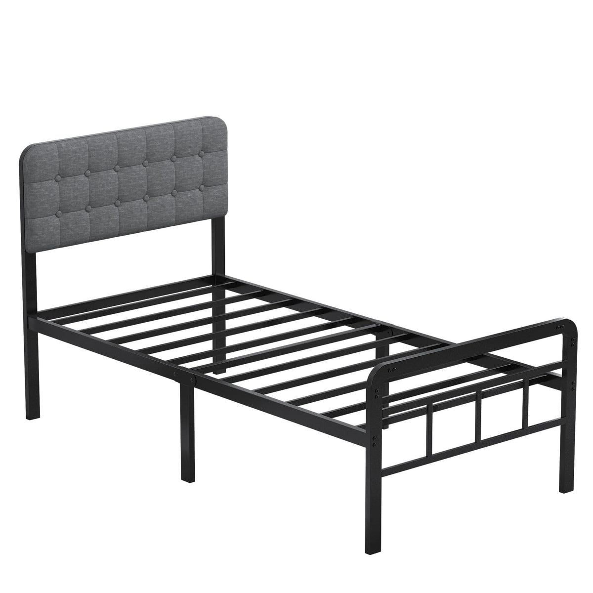 16 Inch Twin XL Upholstered Metal Bed Frame Y434532