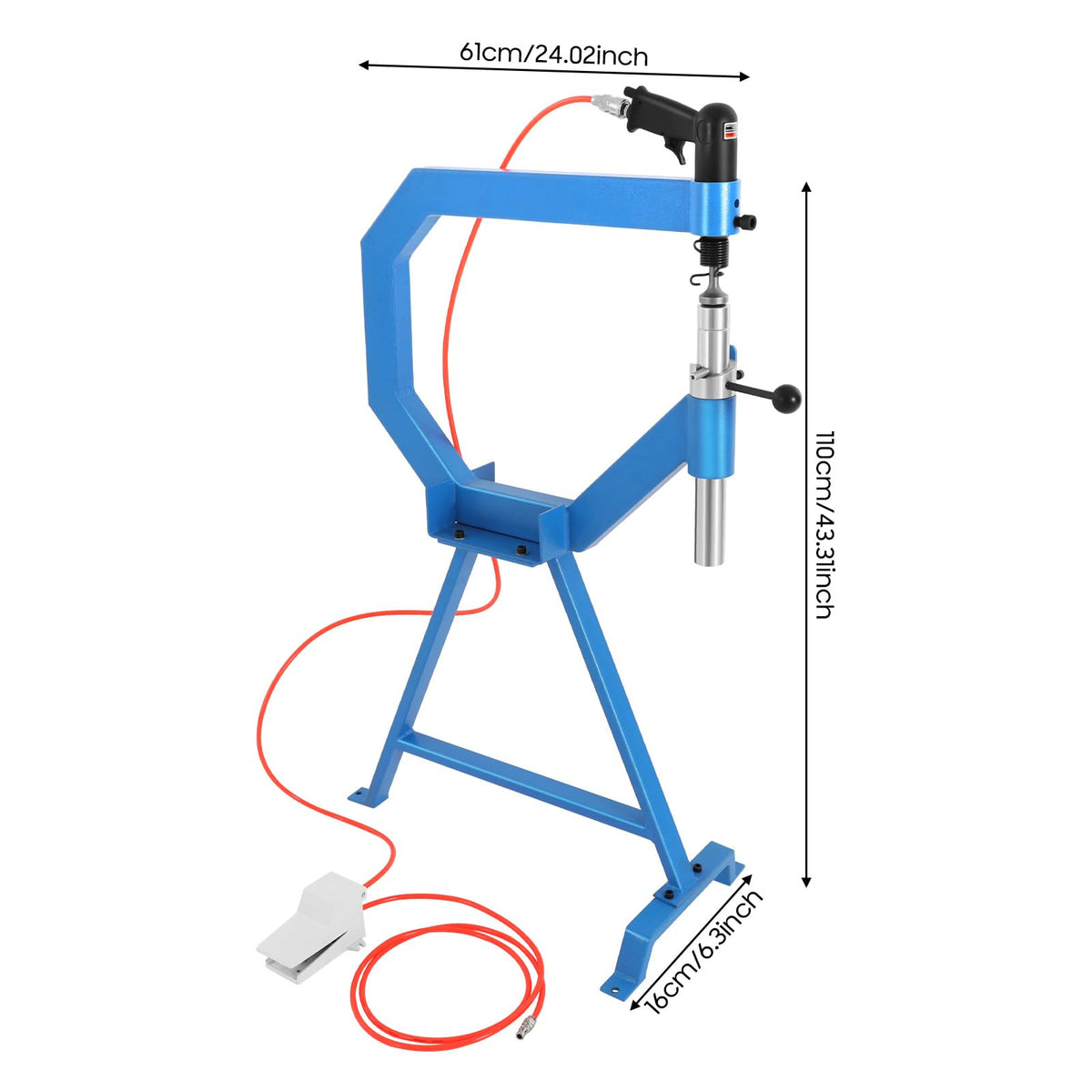 Pneumatic Planishing Hammer with 1" 2" 3" Anvil, Cast-Iron Stand, Pedal E5697