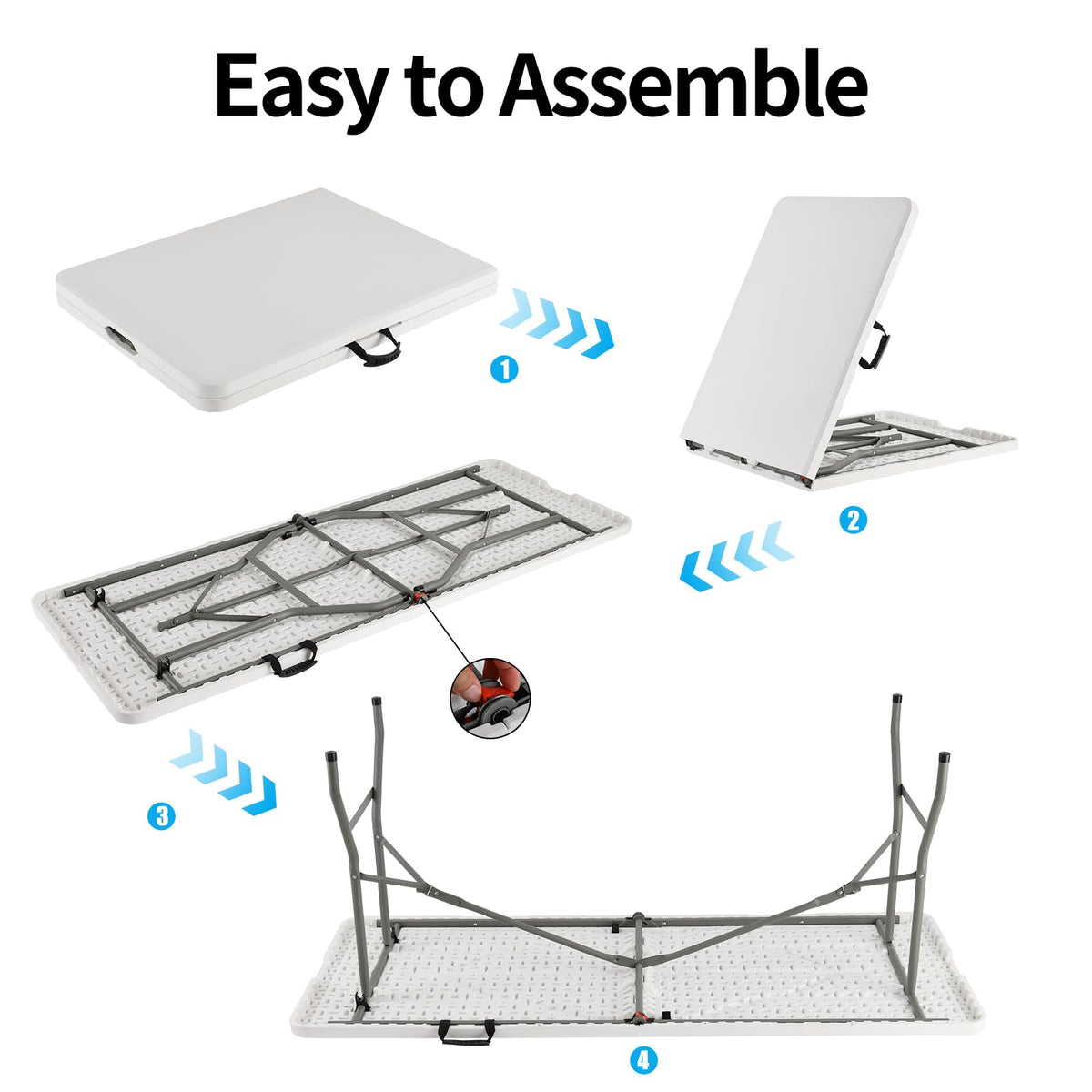 White Portable Folding Table with Carrying Handle B386