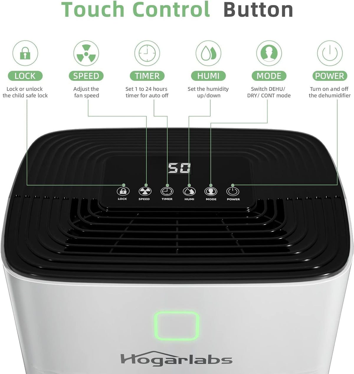 50 Pint Dehumidifier with Drain Hose & Auto Humidity Control L476