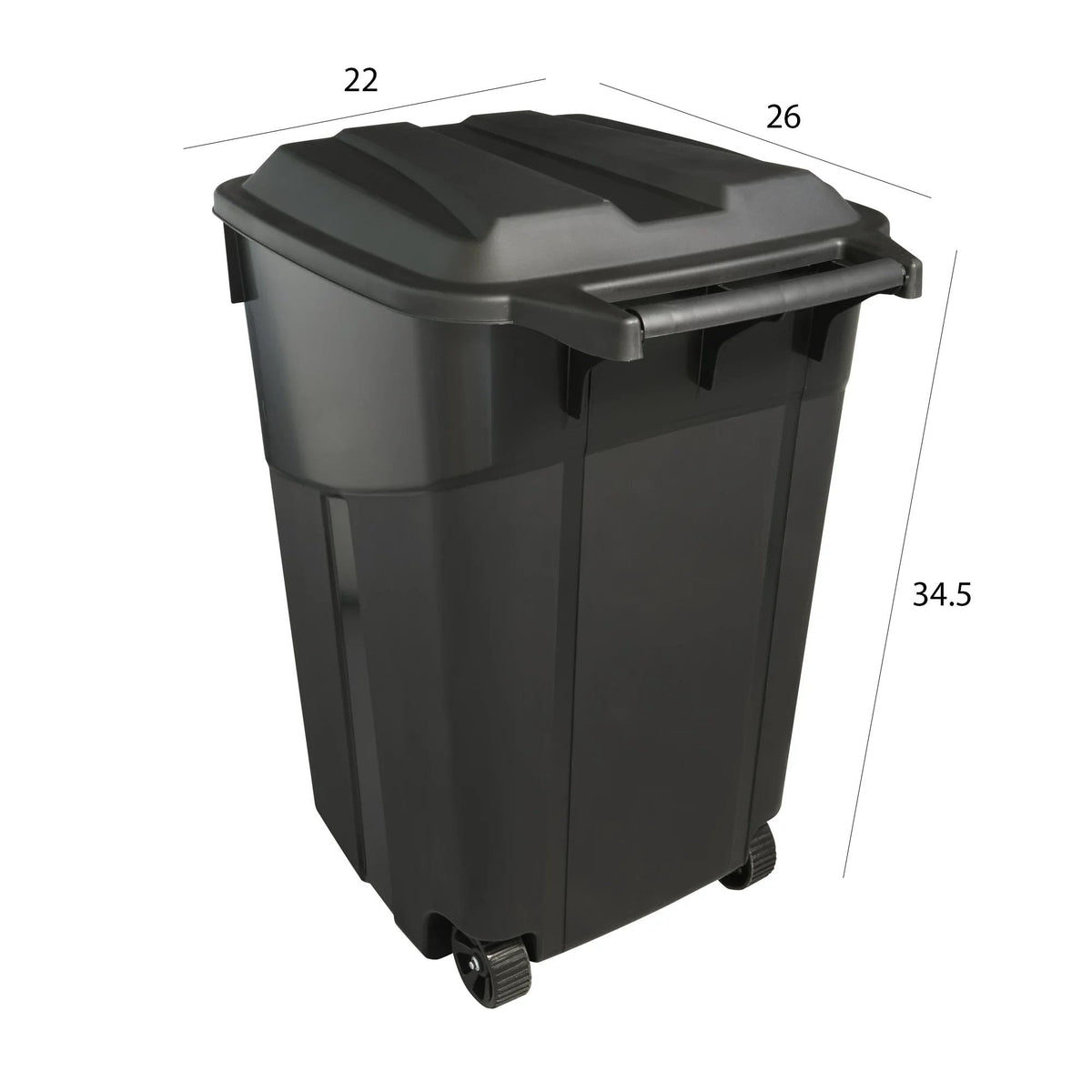Black 45-Gallons Plastic Wheeled Trash Can with Lid W681692