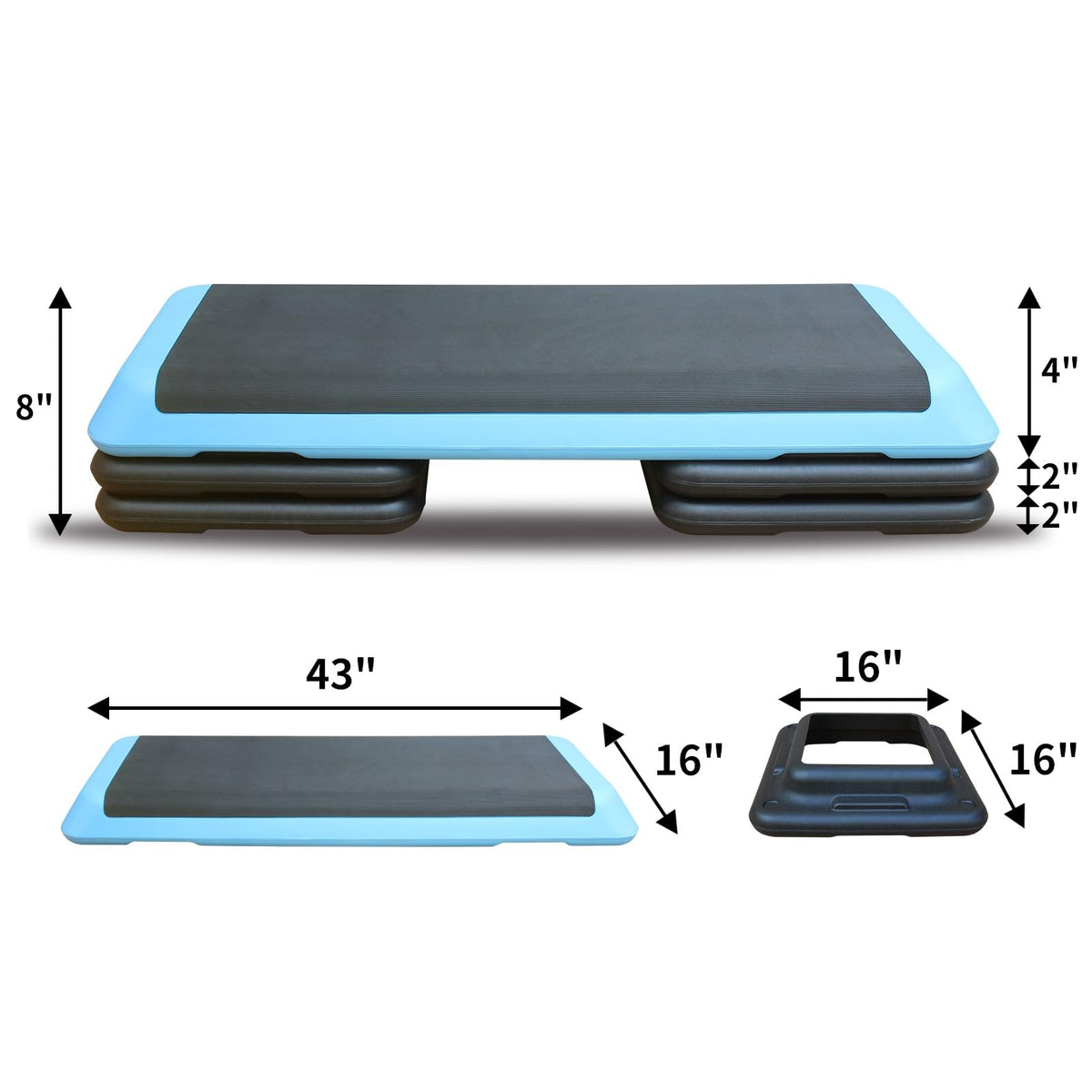Adjustable Height Aerobic Step Platform with 4 Risers I9749