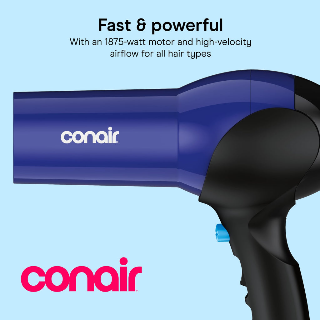 Lightweight 1875W Hair Dryer with Diffuser & Concentrator Attachments S88452