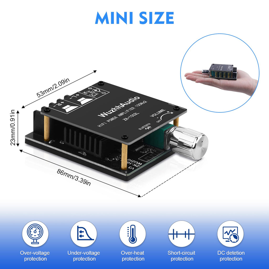 200W Audio Power Amplifier Board with Bluetooth and AUX Inputs W2019