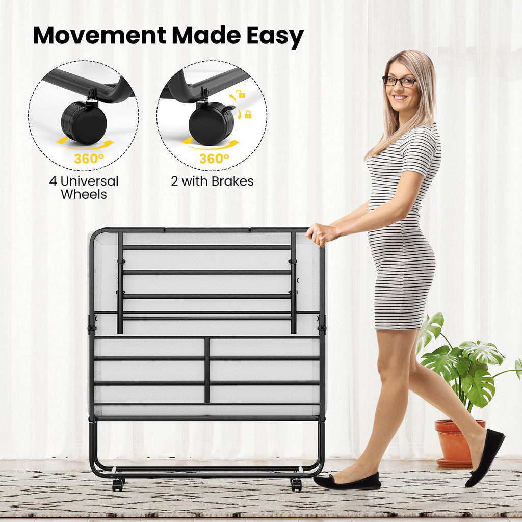 Twin Folding Bed with Memory Foam Mattress D679