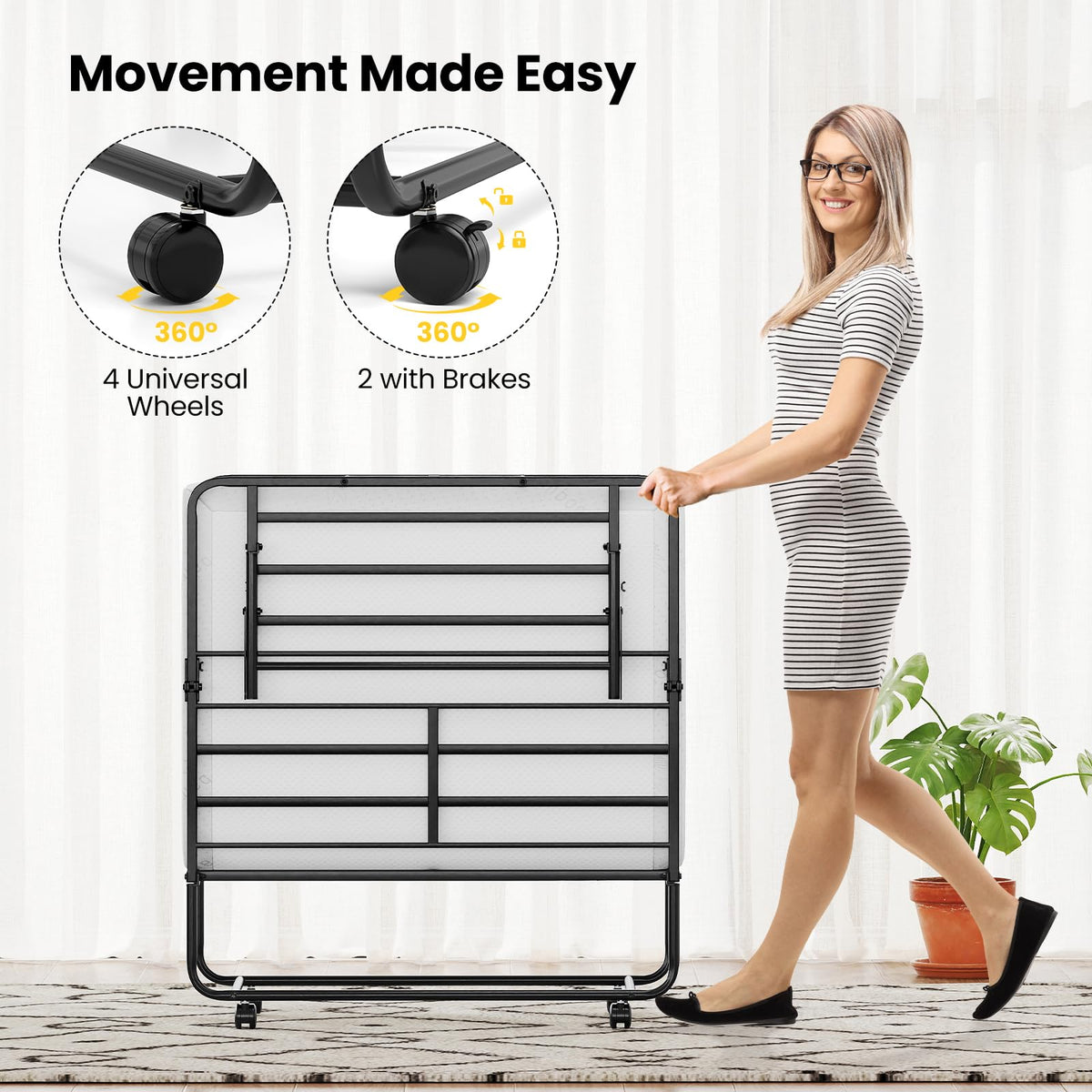 Twin Folding Bed with Memory Foam Mattress D679
