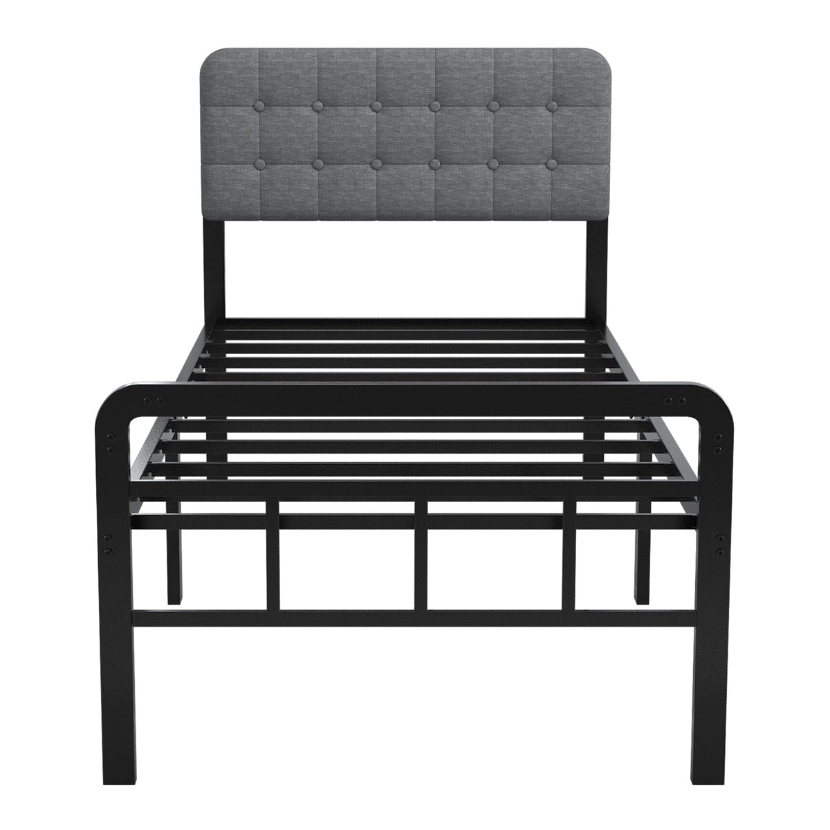 16 Inch Twin XL Upholstered Metal Bed Frame Y434532