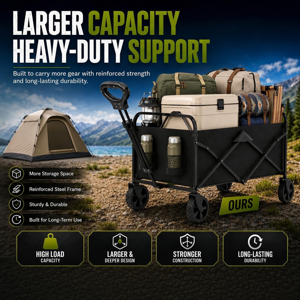Foldable Wagon Cart with All Terrain Wheels J166