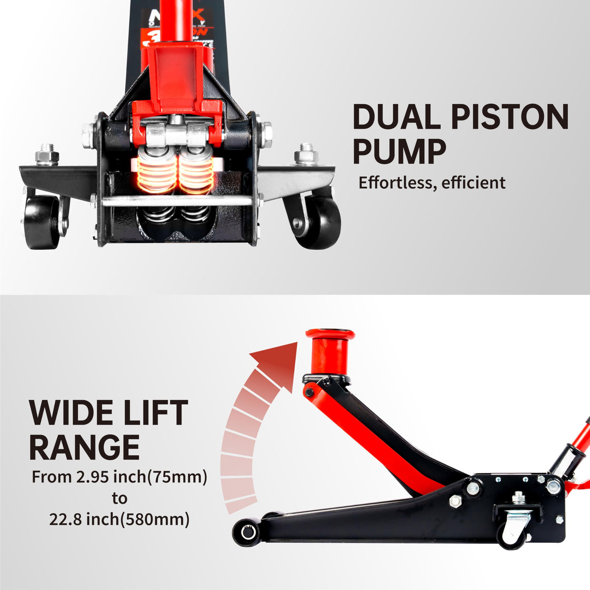 3-Ton Low-Profile Dual Pistons Steel Floor Jack S522898