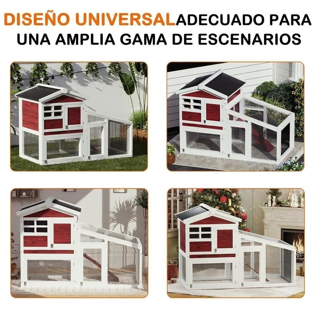 2-Tier Wooden Rabbit Hutch with Run U28316