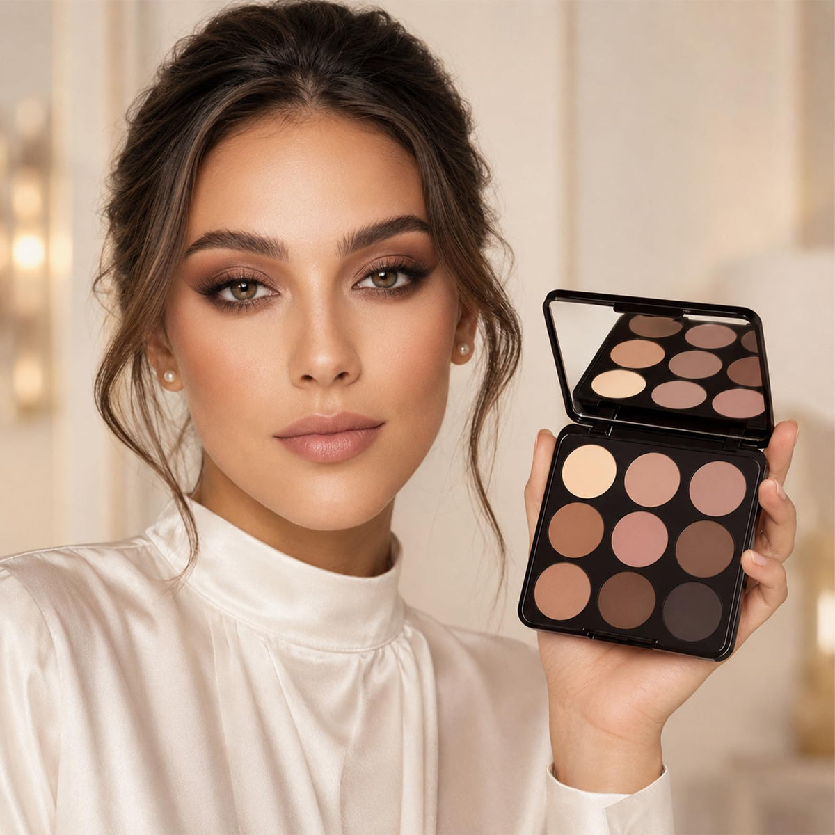 Neutral Nude 9 Colors Matte Eyeshadow Palette with Mirror S595889
