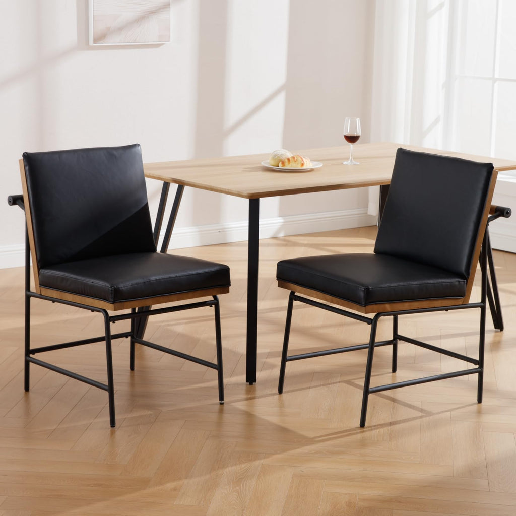 Black PU Dining Chairs Set of 2 W28122