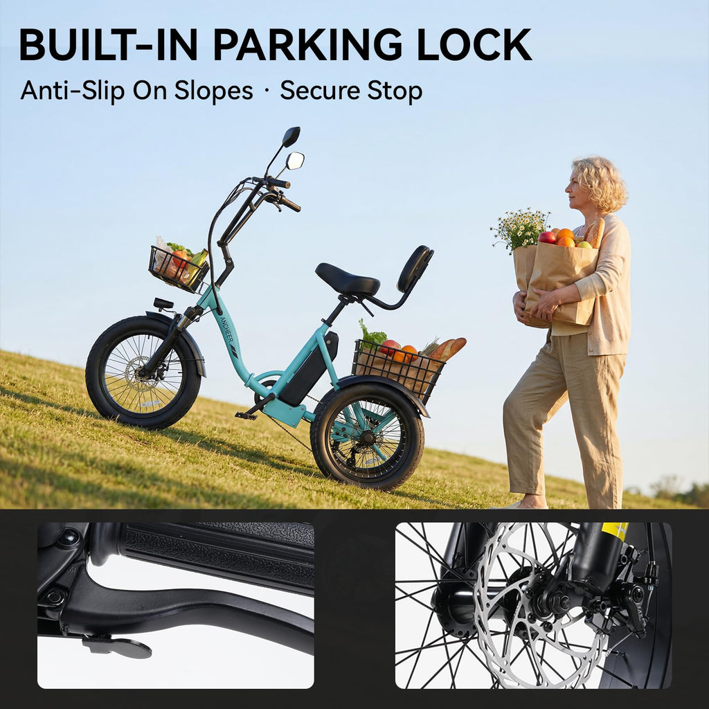 Folding Electric Tricycle 500W 3 Wheel E-Trike with Fat Tires U41727
