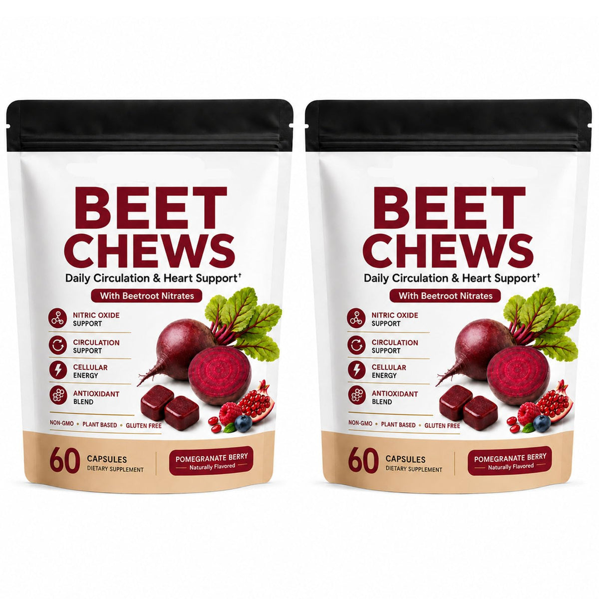 Beet Root Gummies with L-CoQ10 & Grape Seed, Berry Flavor, 60 Chew M23113