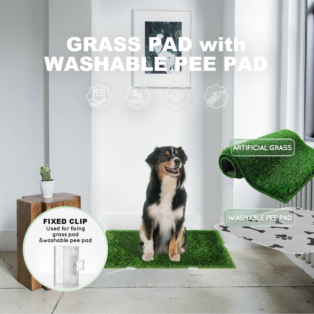 Extra Large Ultra-Absorbent Artificial Grass Pads with Washable Pee Pads 2 Sets T217156