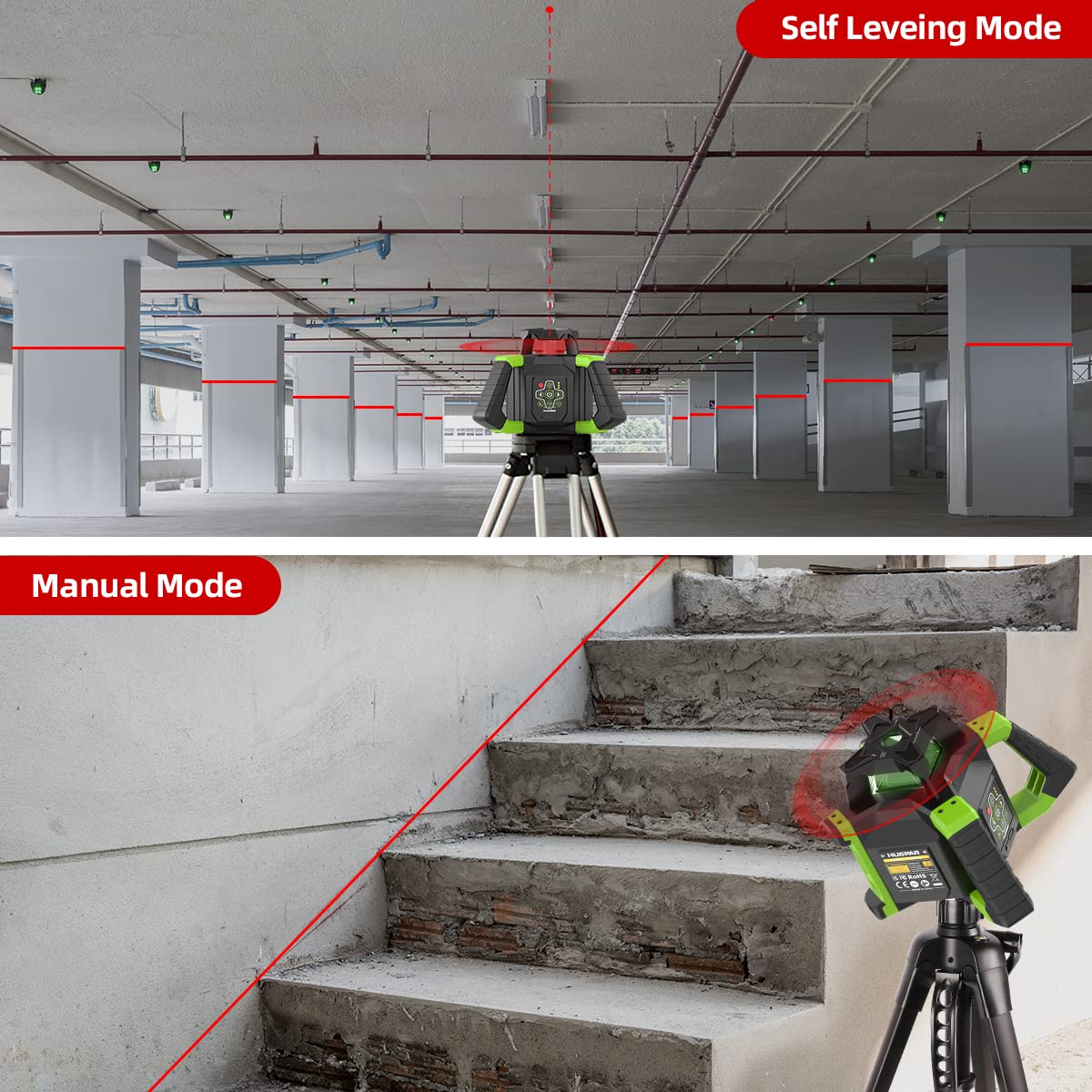 Red Self-Leveling Rotary Laser Level Kit L993