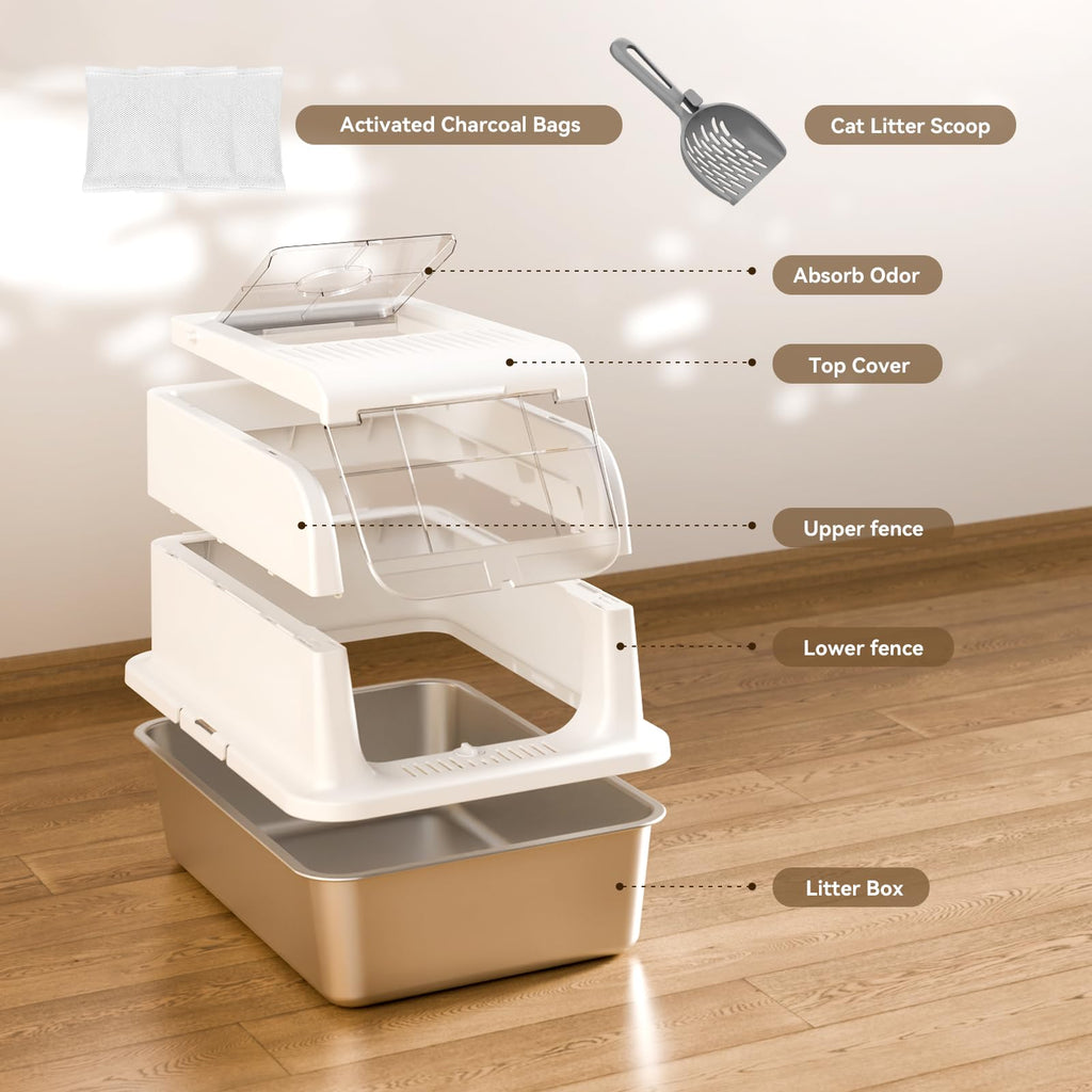 XL Stainless Steel Cat Litter Box with Lid R123660