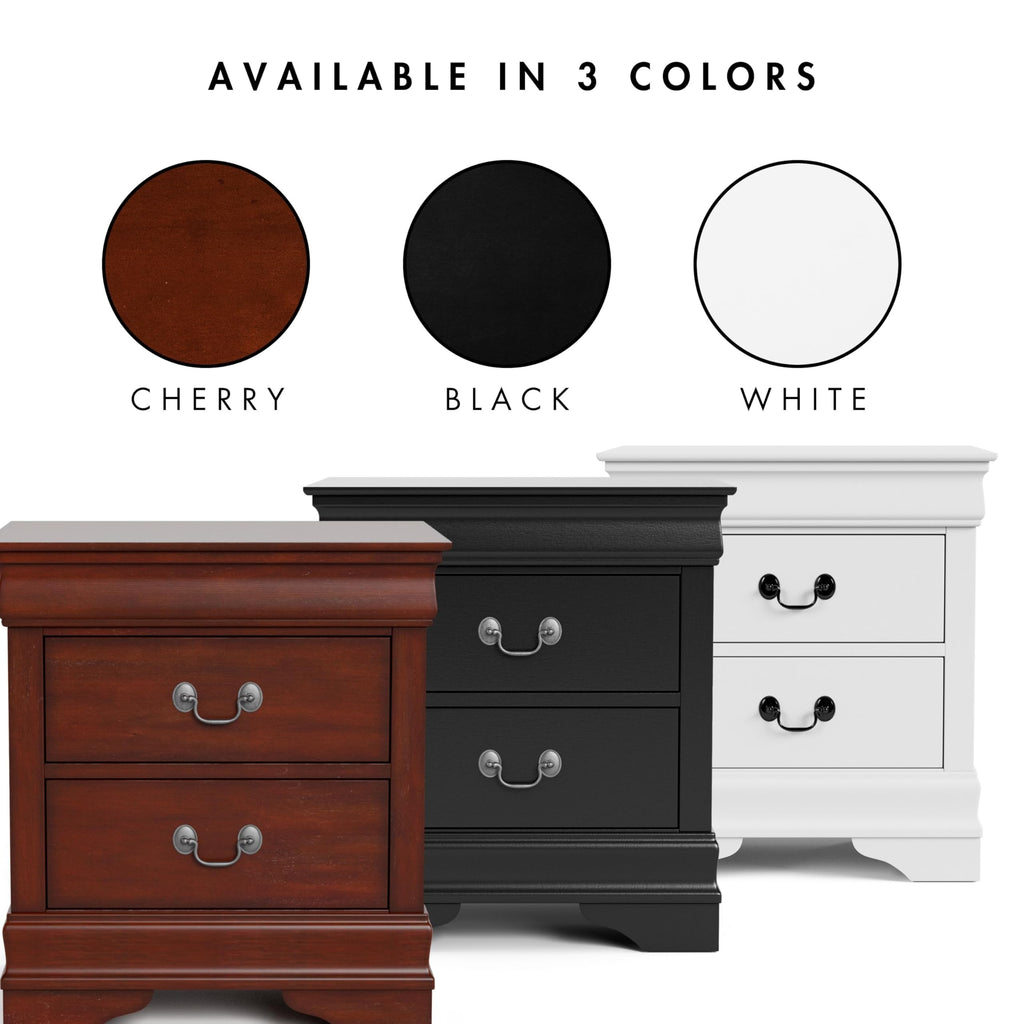 Solid Wood Nightstand with Drawers and Antique Nickle Handles S766