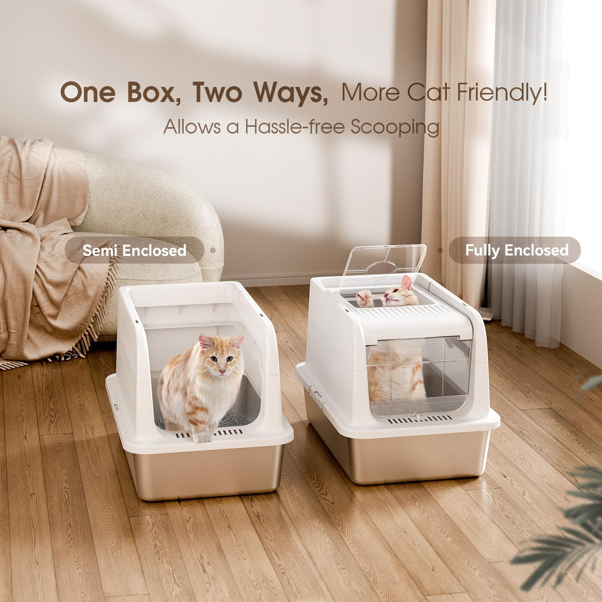 XL Stainless Steel Cat Litter Box with Lid R123660