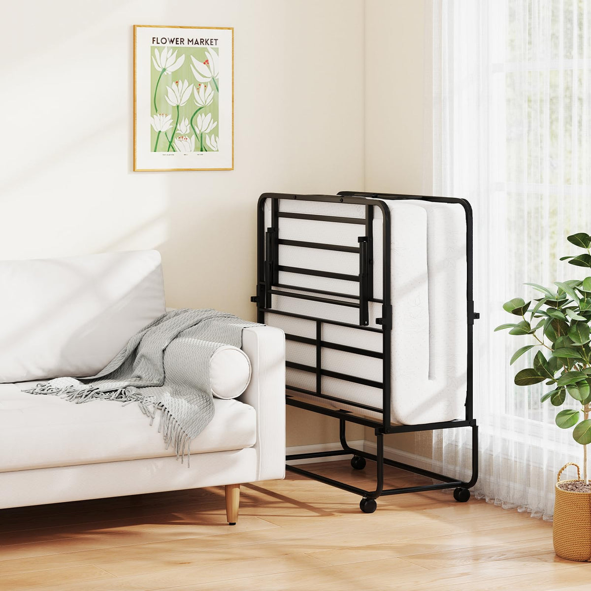 Twin Folding Bed with Memory Foam Mattress D679