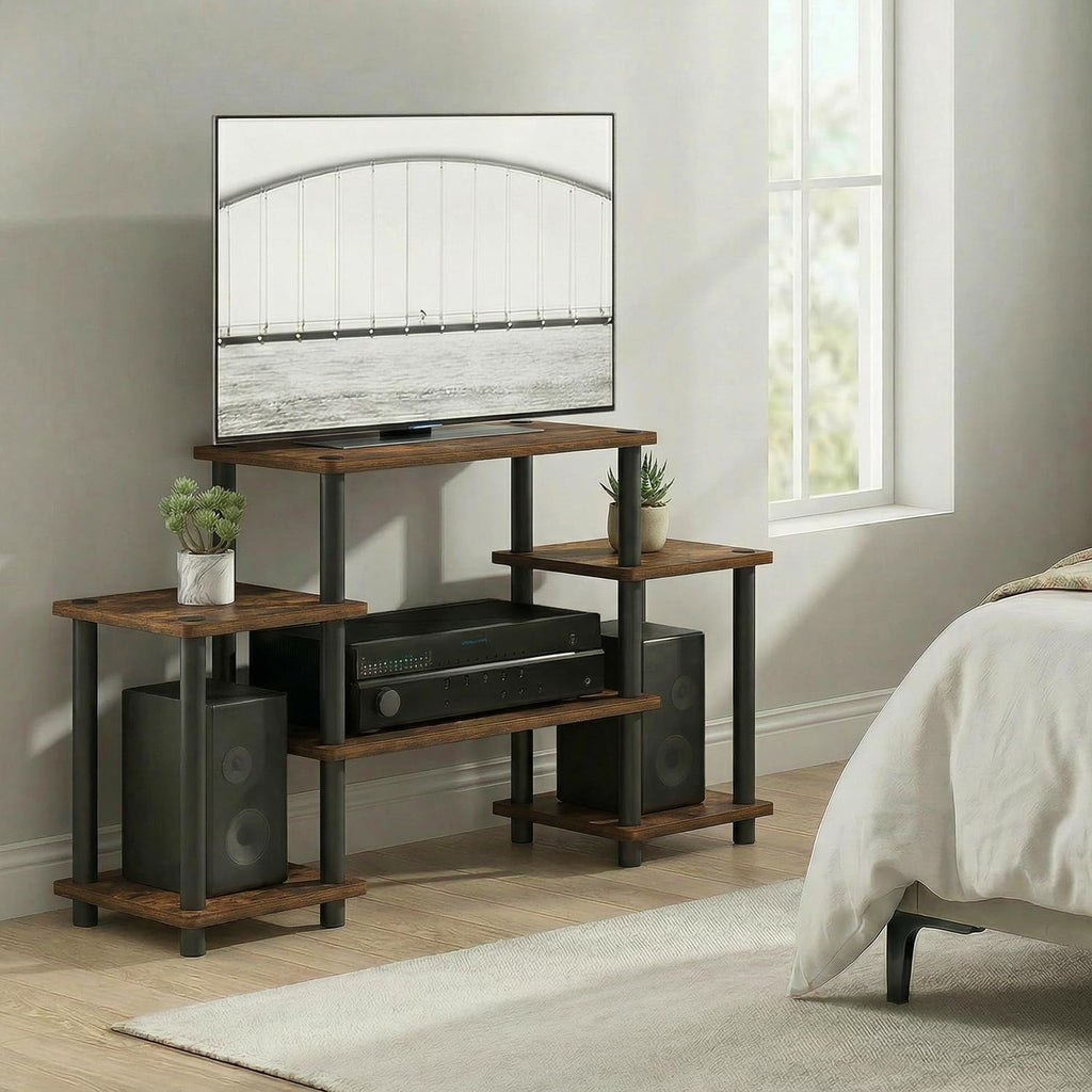 6-Shelf Toolless TV Stand with Raised Top for TV up to 50 Inch T76963