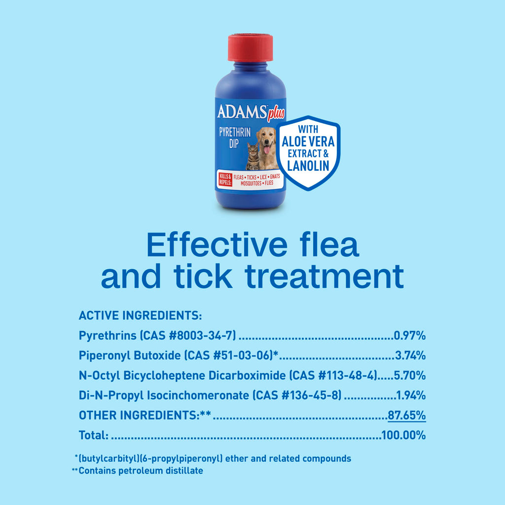 Plus Pyrethrin Flea Dip For Dogs and Cats 4 Fl oz X133