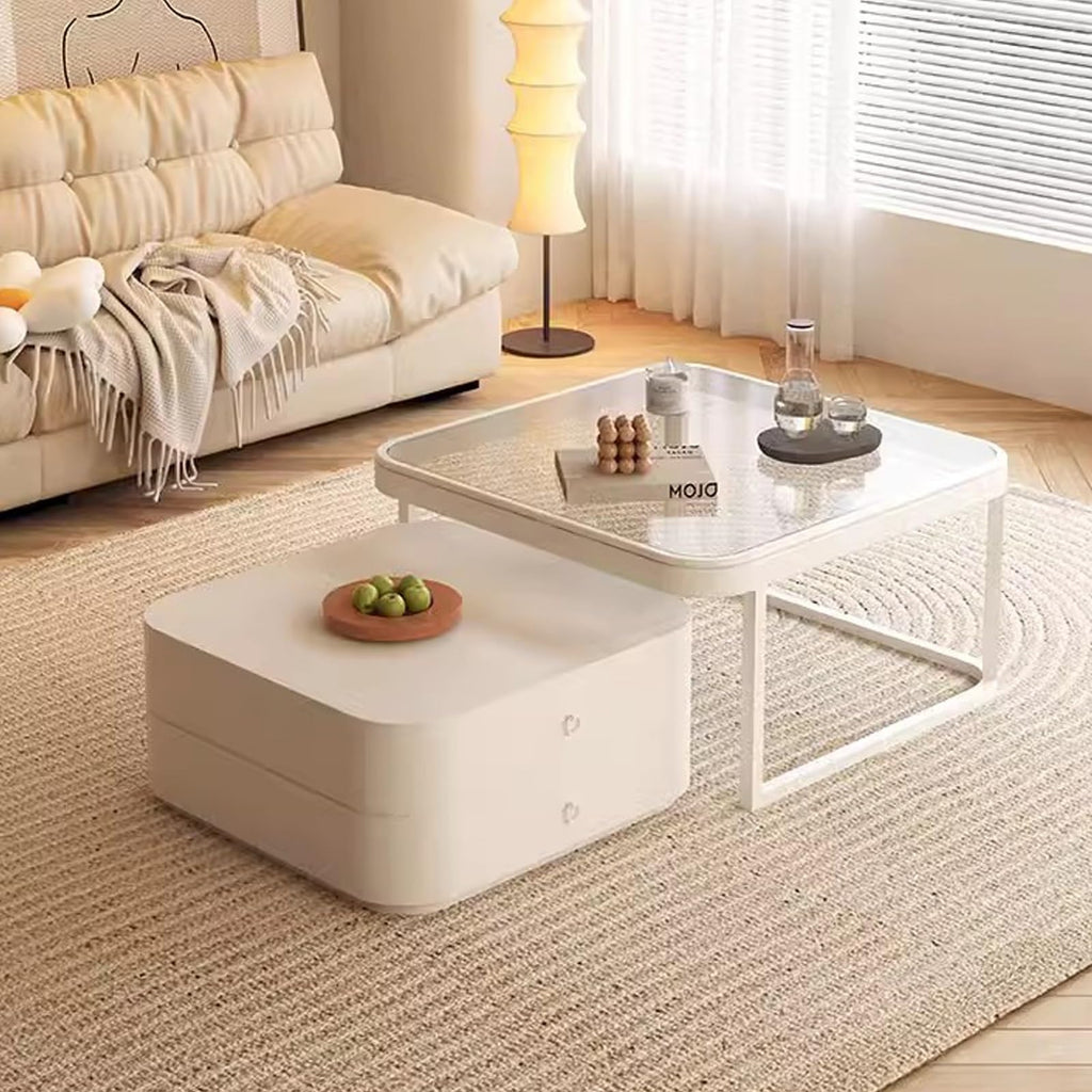Brown Glass Coffee Table Set of 2 K2779