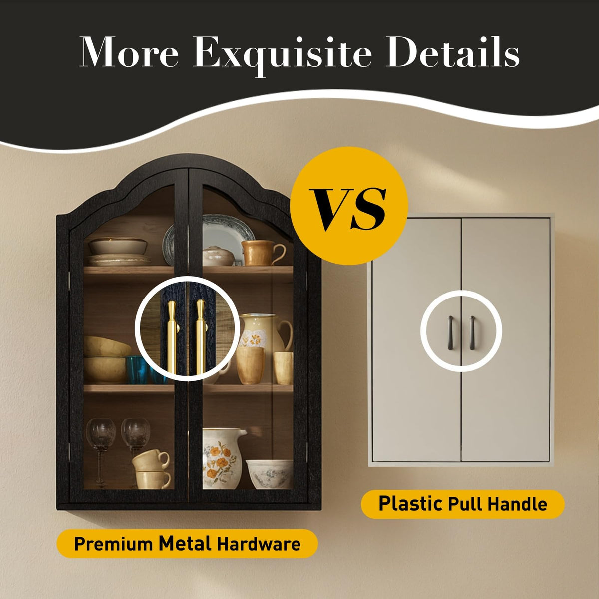 Black 31.5×23.6 Inch Wall Mounted Cabinet with Tempered Glass Doors S2799