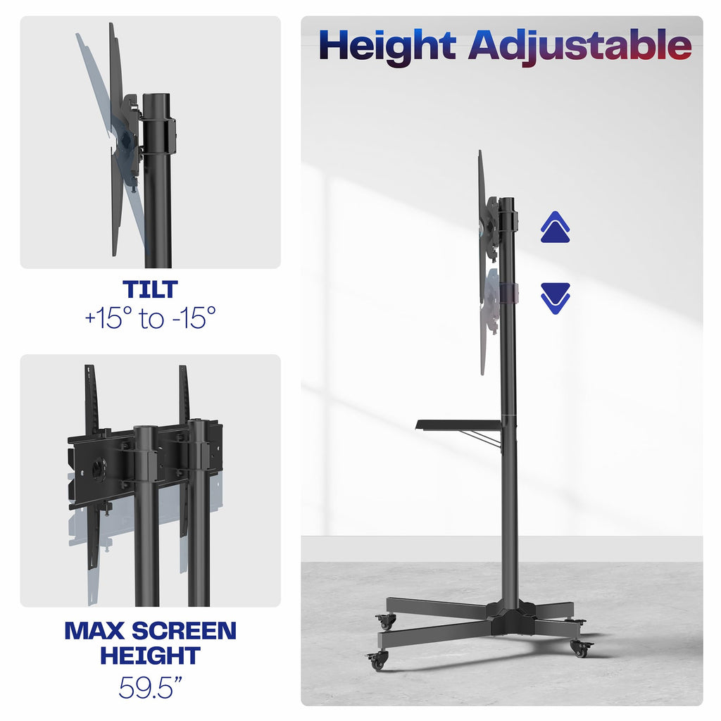 Black Mobile TV Cart for 32 to 83 inch Screens P150208