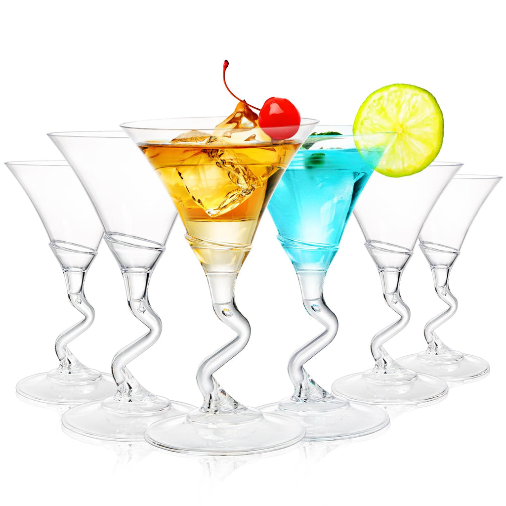 18 Pack 5 Oz Plastic Martini Glasses with Twisted Stem O931