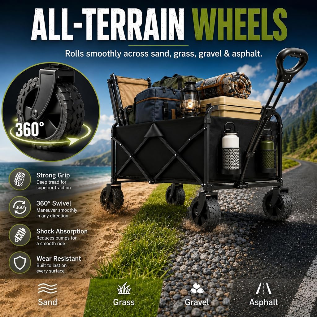 Foldable Wagon Cart with All Terrain Wheels J166