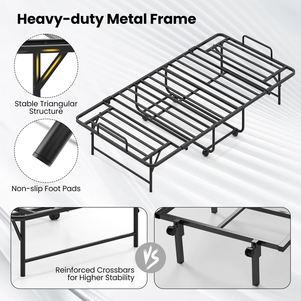Twin Folding Bed with Memory Foam Mattress D679