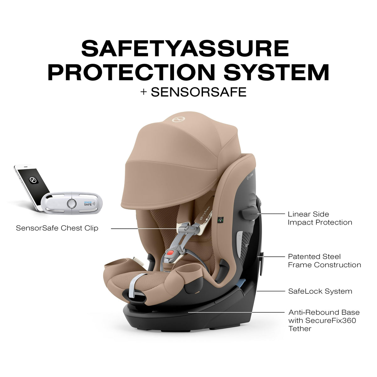 Rotating All-in-One Convertible Car Seat, Almond Beige K77795