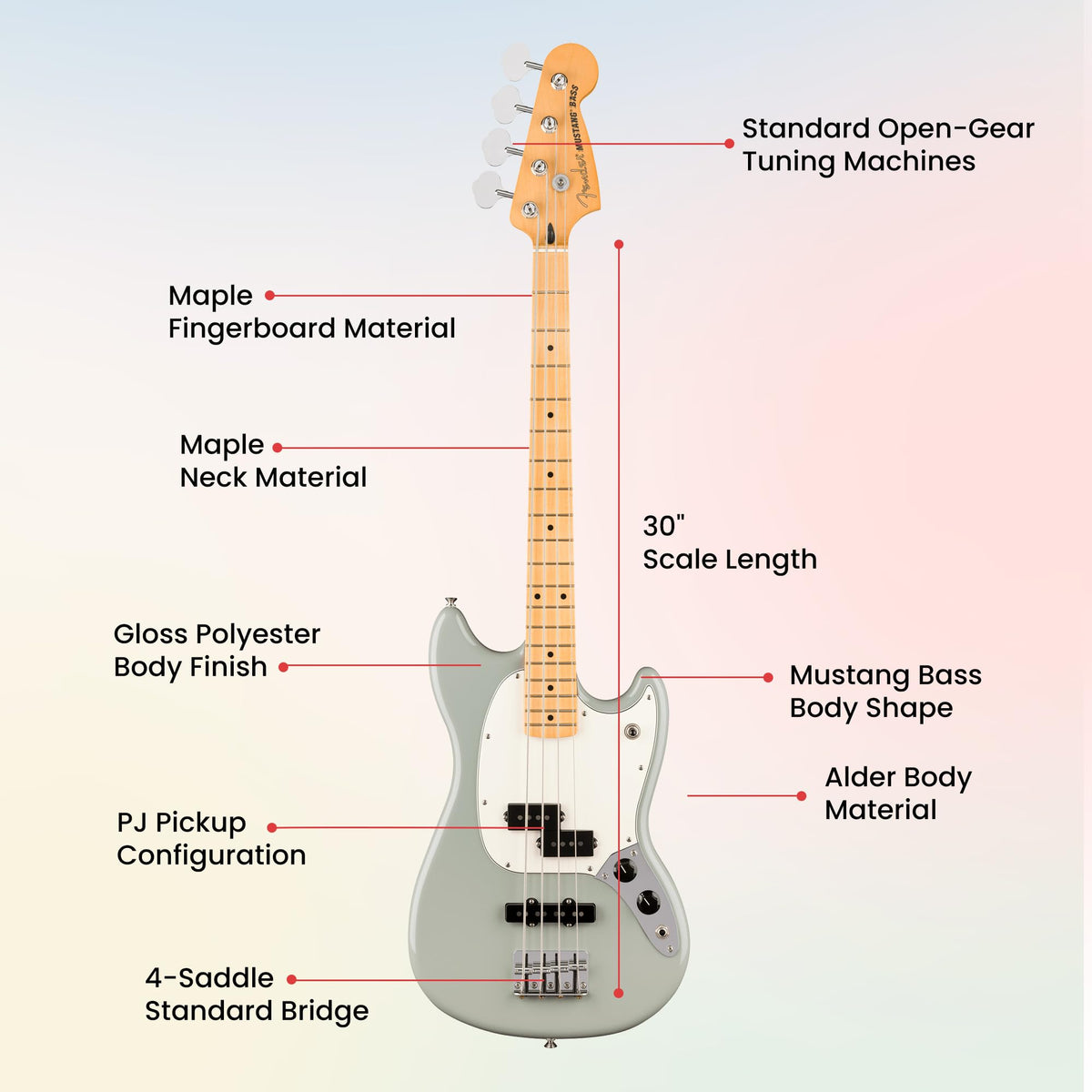 Cactus Gray Bass Guitar Bundle with Gig Bag O1020